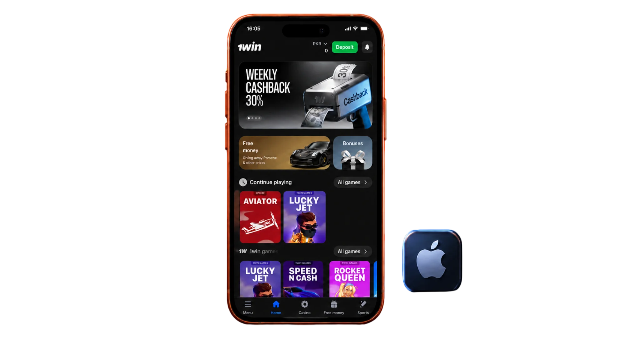 The secure 1win app for iOS.