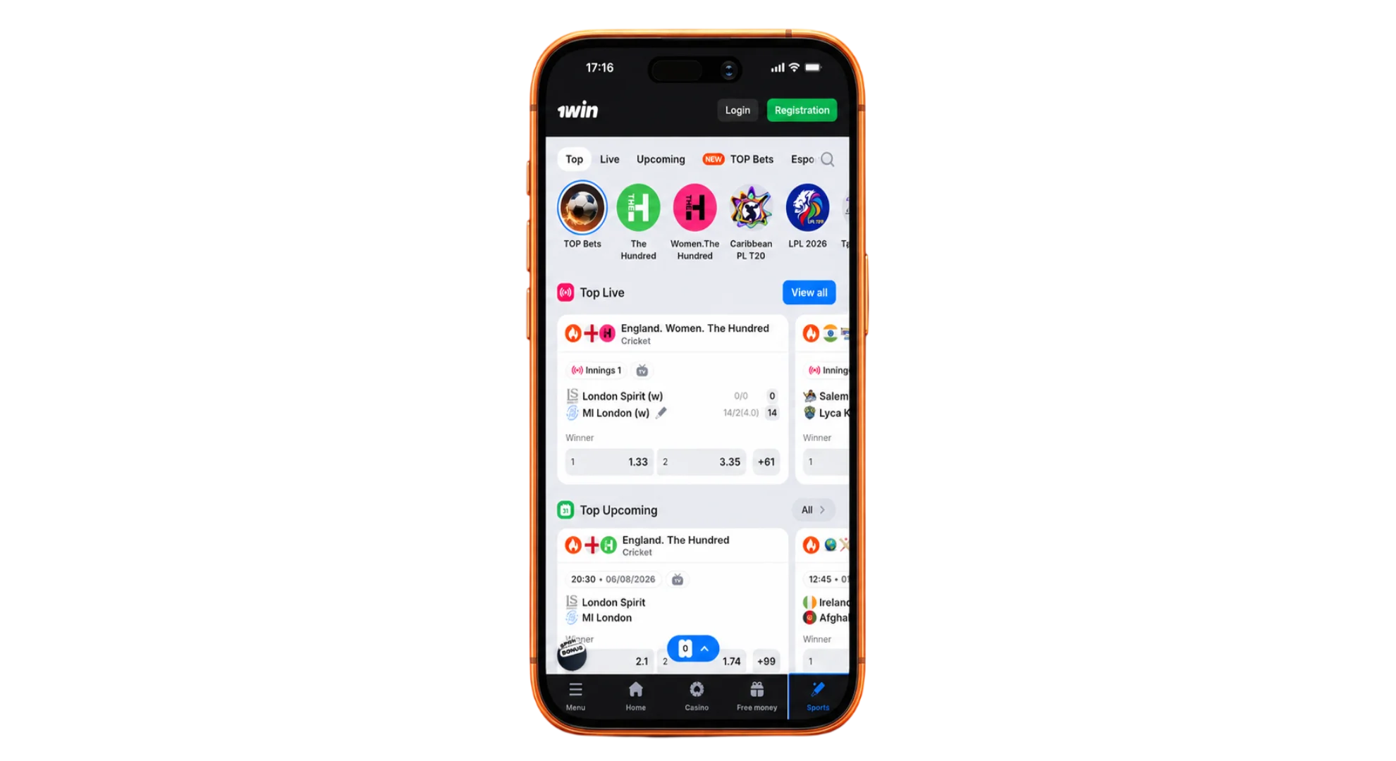 Place sports bets on the official 1win app.