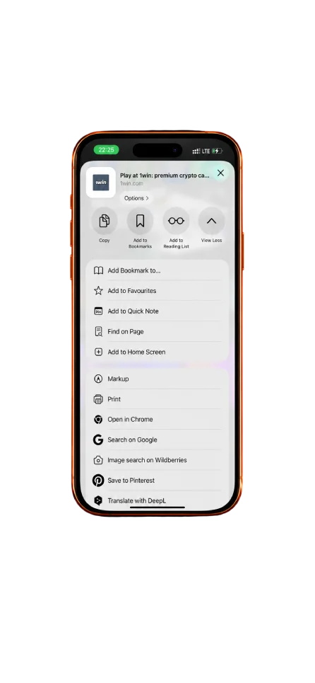 Add 1win to your home screen.