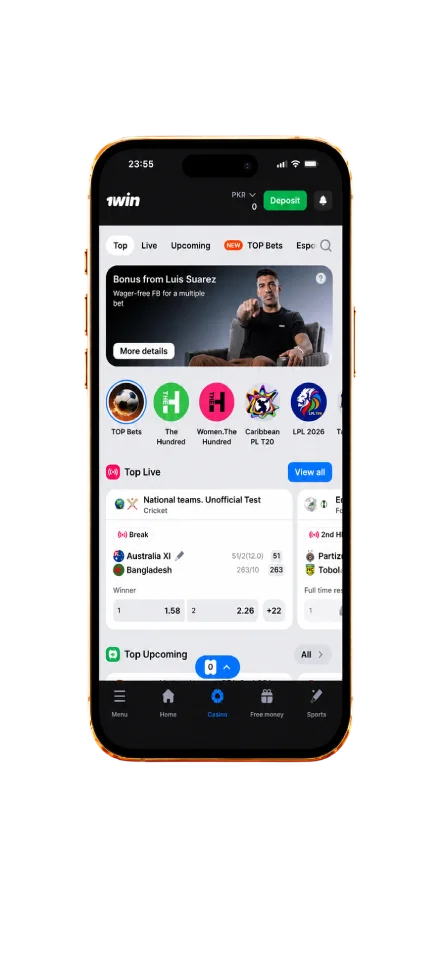 Select a sporting event on 1win.